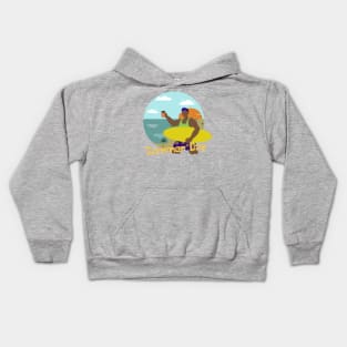 Surfing man on Summer Day Kids Hoodie